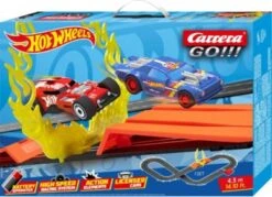 CARRERA GO!!! - Hot Wheels 4,3 M Autorennbahn, Starterpaket Mit Sprungschanze Und Feuerring